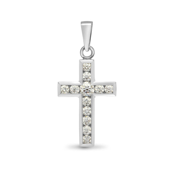 0.18ct Necklace - 18ct White Gold Natural Diamond Cross - by Hearts Forever Jewellers