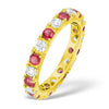 18k Yellow Gold 0.50ct Ring - 18ct Yellow Gold Claw Set Full Eternity Ring Natural Diamond 0.50ct Ruby 0.80ct G VS - by Hearts Forever Jewellers
