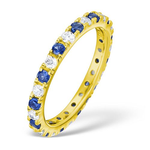 18k Yellow Gold 0.50ct Ring - 18ct Yellow Gold Claw Set Full Eternity Ring Natural Diamond 0.50ct Sapphire 0.90ct G VS - by Hearts Forever Jewellers