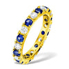 18k Yellow Gold 0.50ct Ring - 18ct Yellow Gold Claw Set Full Eternity Ring Natural Diamond 0.50ct Sapphire 0.90ct G VS - by Hearts Forever Jewellers