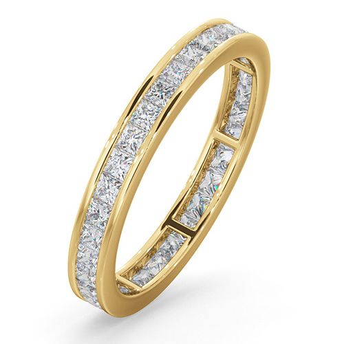 18k Yellow Gold 1.00ct Ring - 18ct White Gold Channel Set Princess Cut Full Eternity Ring Natural Diamond 1.00ct G VS - by Hearts Forever Jewellers