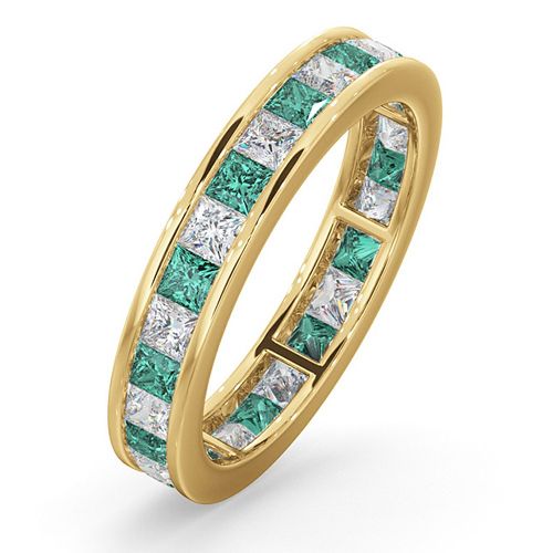 18k Yellow Gold 0.50ct Ring - 18ct Yellow Gold Channel Set Princess Cut Full Eternity Ring Natural Diamond 0.50ct Em 0.65ct G VS - by Hearts Forever Jewellers