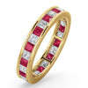 18k Yellow Gold 0.50ct Ring - 18ct Yellow Gold Channel Set Princess Cut Full Eternity Ring Natural Diamond 0.50ct Ruby 0.60ct G VS - by Hearts Forever Jewellers