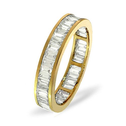 18k Yellow Gold 1.00ct Ring - 18ct Yellow Gold Channel Set Full Eternity Ring Baguette Natural Diamond 1.00ct G VS - by Hearts Forever Jewellers