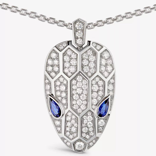 BVLGARI Serpenti 18ct white gold, 2.07ct brilliant-cut diamond and sapphire necklace