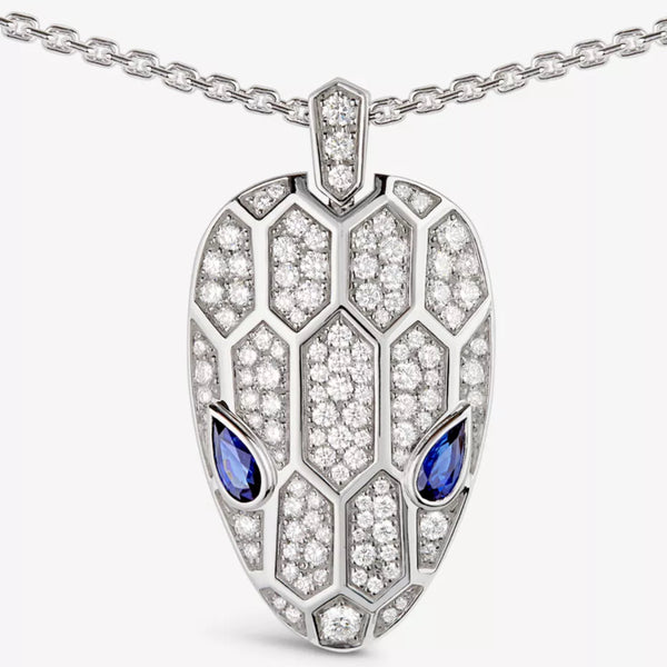 BVLGARI Serpenti 18ct white gold, 2.07ct brilliant-cut diamond and sapphire necklace