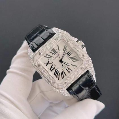 Pre-Owned Cartier Santos 100 custom diamonds