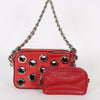 PRADA Vitello Daino Grommet Chain Shoulder Bag Lacca