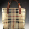 Burberry London Women's Beige & Brown Check Tartan Leather Medium Tote Handbag