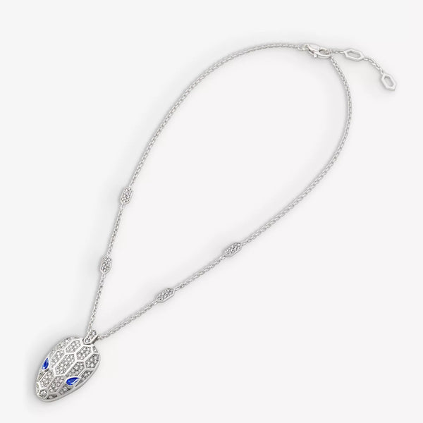 BVLGARI Serpenti 18ct white gold, 2.07ct brilliant-cut diamond and sapphire necklace