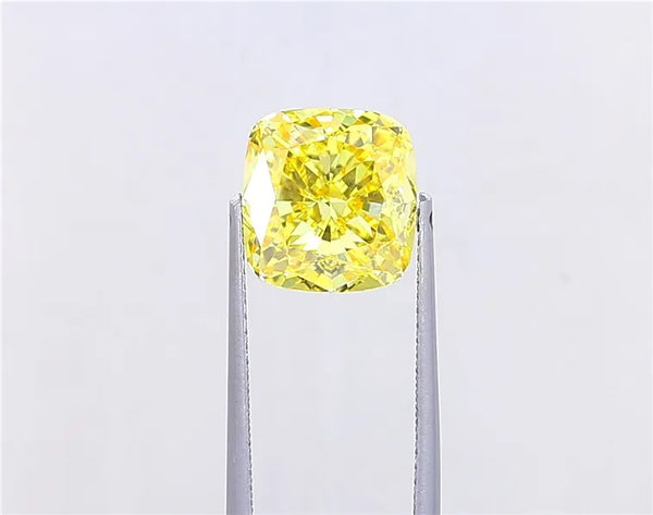 5.14ct Cushion modified Lab Grown Diamond (Colour Fancy Vivid Yellow, Clarity VS1, IGI Certified)