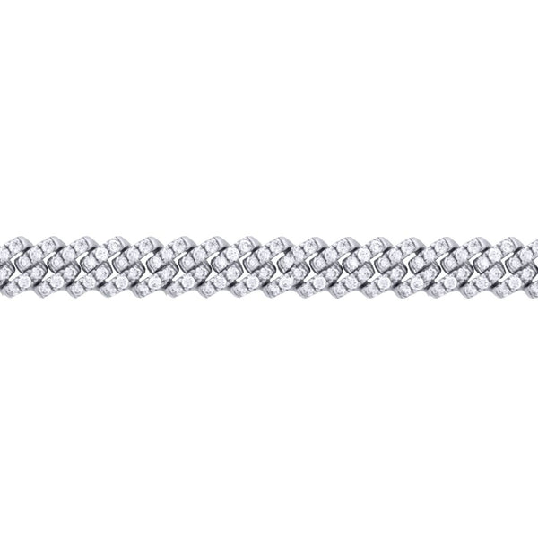 2.88ct Bracelet - 9ct White Cuban Link 2.88ct Diamond Set Bracelet - by Hearts Forever Jewellers