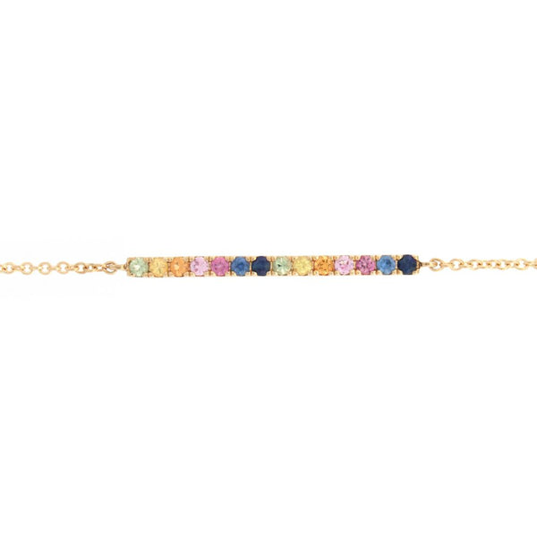 Round Bracelet - 9ct Yellow 0.33ct Rainbow Saph Bar Bracelet - by Hearts Forever Jewellers