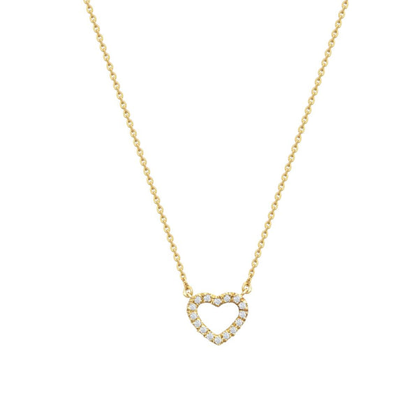 Diamond Necklace - 9ct Yellow 0.10ct Natural Diamond Heart Pendant with 16" Chain - by Hearts Forever Jewellers