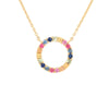 9ct Yellow Gold 0.25ct Rainbow Saph Circle Pendant - 16+2" Chain