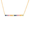 9ct Yellow Gold 0.32ct Rainbow Saph Bar Pendant - 16+2" Chain