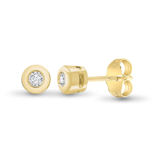 Diamond Ring - 9ct Yellow 10pts Rub over earrings - by Hearts Forever Jewellers