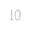 9ct white gold 25pt Natural Diamond Hoop Earrings with a hinge and a notched post fixing.