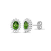 9ct white gold 25pt Natural Diamond and emerald stud earrings.
