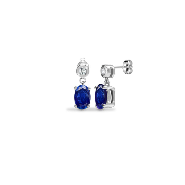 0.07ct Ring - 9ct White Dia-7pts Saph-1.30ct Drop Earrings - by Hearts Forever Jewellers