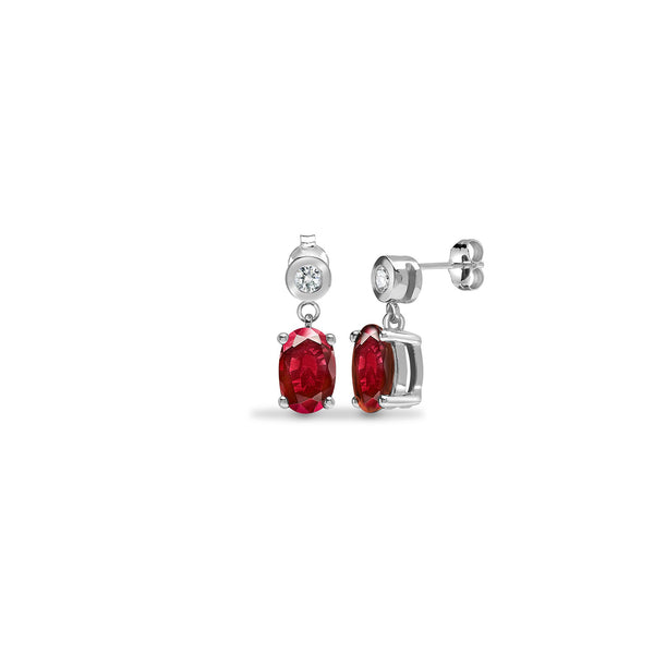0.07ct Ring - 9ct White Dia-7pts Ruby-1.25ct Drop Earrings - by Hearts Forever Jewellers