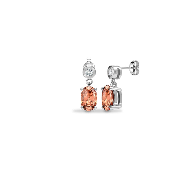 0.07ct Ring - 9ct White Dia-7pts Morganite-0.90ct Drop Earrings - by Hearts Forever Jewellers