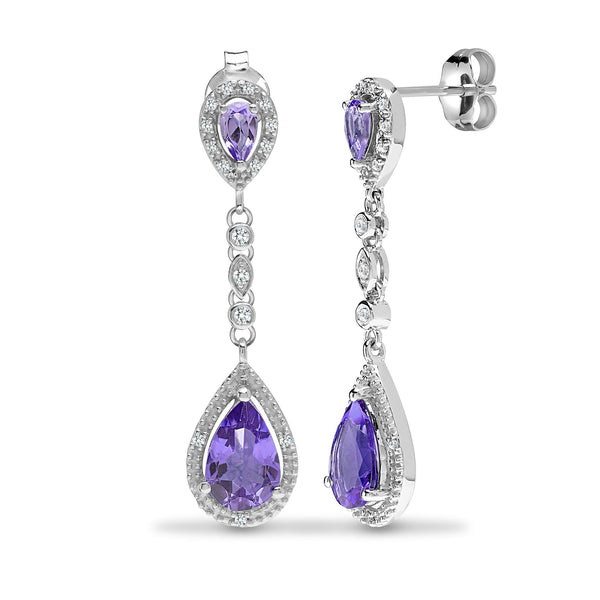 0.19ct Ring - 9ct White Dia-19pts Am-2.90ct Drop Earrings - by Hearts Forever Jewellers