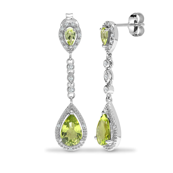 0.19ct Ring - 9ct White Dia-19pts Peridot-2.90ct Drop Earrings - by Hearts Forever Jewellers