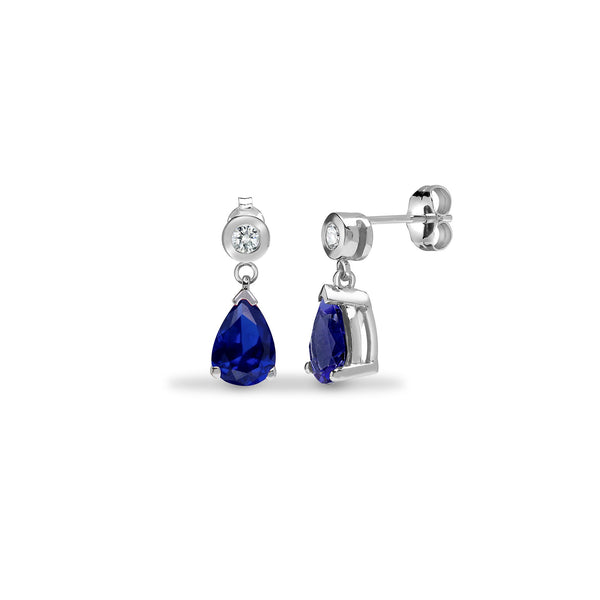 0.08ct Ring - 9ct White Dia-8pts Saph-1.80ct Drop Earrings - by Hearts Forever Jewellers