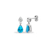 0.08ct Ring - 9ct White Dia-8pts Aqua-1.10ct Drop Earrings - by Hearts Forever Jewellers