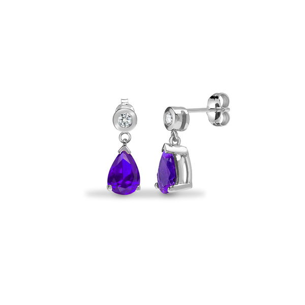 0.08ct Ring - 9ct White Dia-8pts Tanz-1.20ct Drop Earrings - by Hearts Forever Jewellers