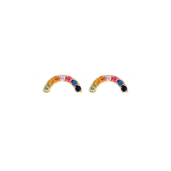 Round Ring - 9ct Yellow Gold 0.34ct Rainbow Saph Earrings - by Hearts Forever Jewellers