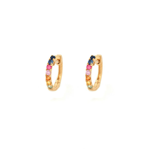 Round Ring - 9ct Yellow Gold 0.34ct Rainbow Saph 12mm Hoop Earrings - by Hearts Forever Jewellers