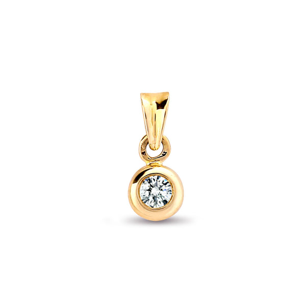 Diamond Necklace - 9ct Yellow 10pts Rub over Pendant - by Hearts Forever Jewellers