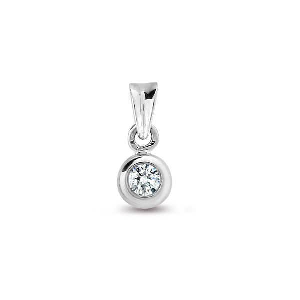 Diamond Necklace - 9ct White 10pts Rub over Pendant - by Hearts Forever Jewellers