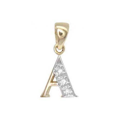 Round Necklace - 9ct Yellow Gold Natural Diamond Set Initial Pendant -Initial A - by Hearts Forever Jewellers