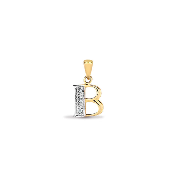 Round Necklace - 9ct Yellow Gold Natural Diamond Set Initial Pendant -Initial A - by Hearts Forever Jewellers