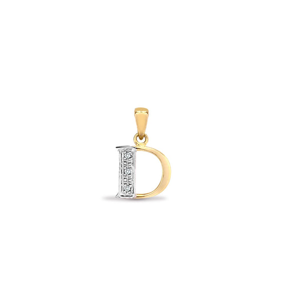 Round Necklace - 9ct Yellow Gold Natural Diamond Set Initial Pendant -Initial A - by Hearts Forever Jewellers
