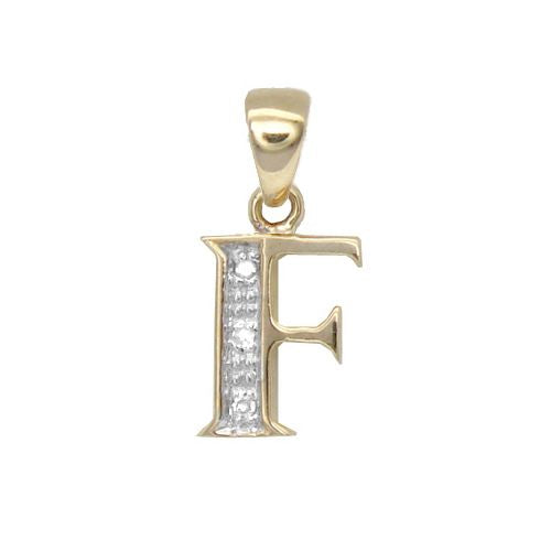 Round Necklace - 9ct Yellow Gold Natural Diamond Set Initial Pendant -Initial A - by Hearts Forever Jewellers