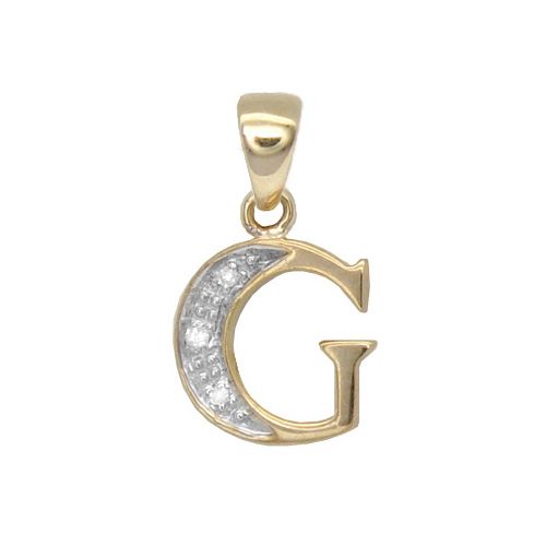Round Necklace - 9ct Yellow Gold Natural Diamond Set Initial Pendant -Initial A - by Hearts Forever Jewellers
