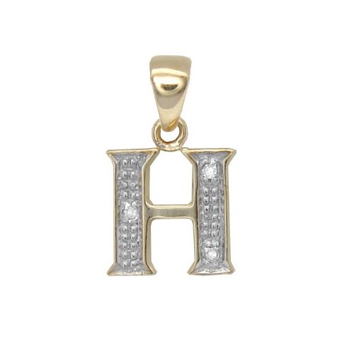 Round Necklace - 9ct Yellow Gold Natural Diamond Set Initial Pendant -Initial A - by Hearts Forever Jewellers
