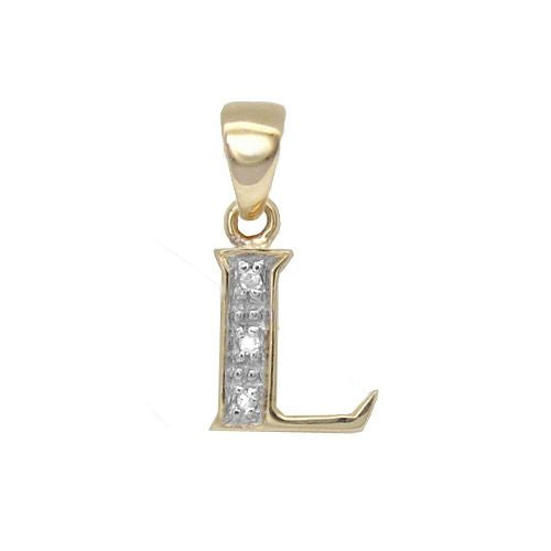 Round Necklace - 9ct Yellow Gold Natural Diamond Set Initial Pendant -Initial A - by Hearts Forever Jewellers