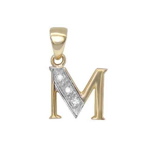 Round Necklace - 9ct Yellow Gold Natural Diamond Set Initial Pendant -Initial A - by Hearts Forever Jewellers