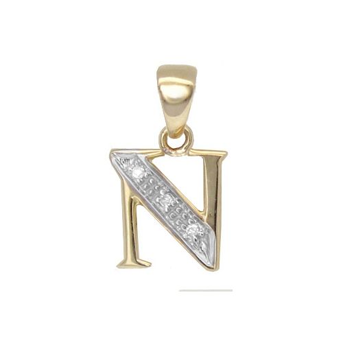 Round Necklace - 9ct Yellow Gold Natural Diamond Set Initial Pendant -Initial A - by Hearts Forever Jewellers