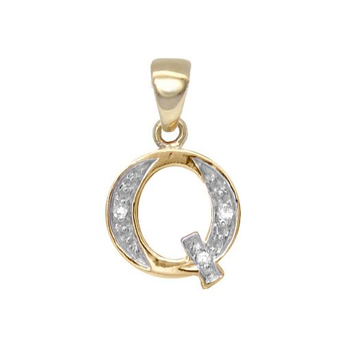 Round Necklace - 9ct Yellow Gold Natural Diamond Set Initial Pendant -Initial A - by Hearts Forever Jewellers