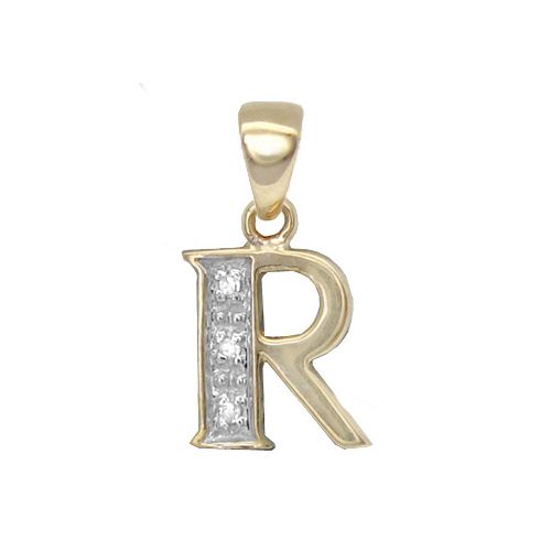 Round Necklace - 9ct Yellow Gold Natural Diamond Set Initial Pendant -Initial A - by Hearts Forever Jewellers
