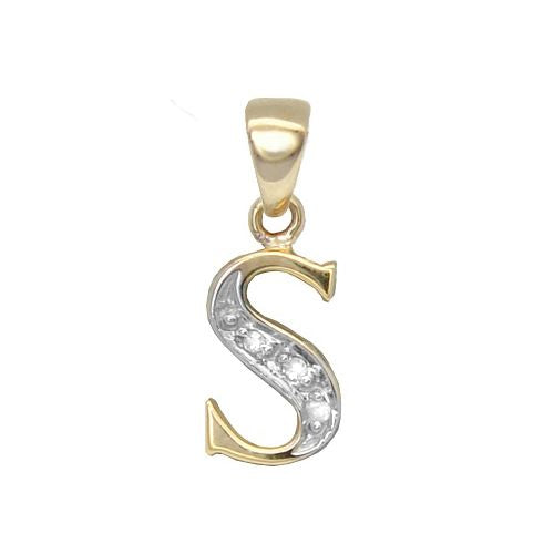 Round Necklace - 9ct Yellow Gold Natural Diamond Set Initial Pendant -Initial A - by Hearts Forever Jewellers