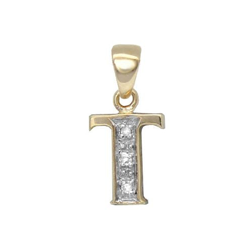 Round Necklace - 9ct Yellow Gold Natural Diamond Set Initial Pendant -Initial A - by Hearts Forever Jewellers