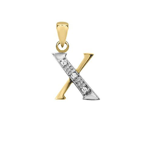 Round Necklace - 9ct Yellow Gold Natural Diamond Set Initial Pendant -Initial A - by Hearts Forever Jewellers