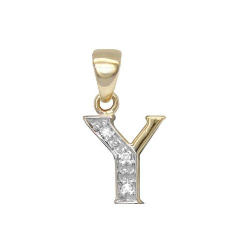 Round Necklace - 9ct Yellow Gold Natural Diamond Set Initial Pendant -Initial A - by Hearts Forever Jewellers